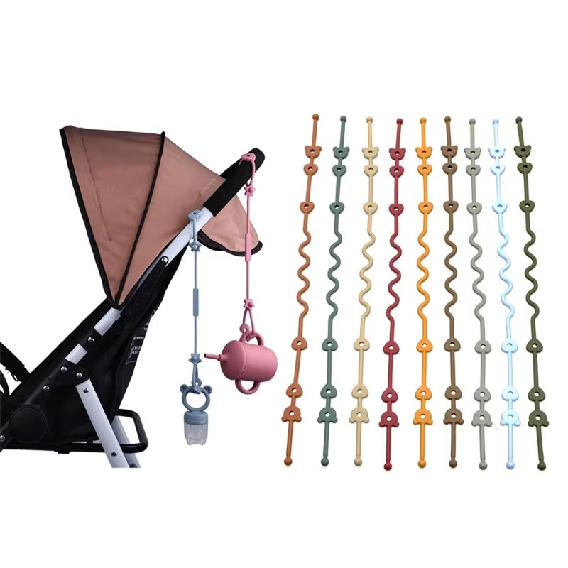 Baby Pacifier Chain with Silicone Holder Silicone Pacifier Clip Safety Straps Stroller & Highchair Accessories Durable X90C