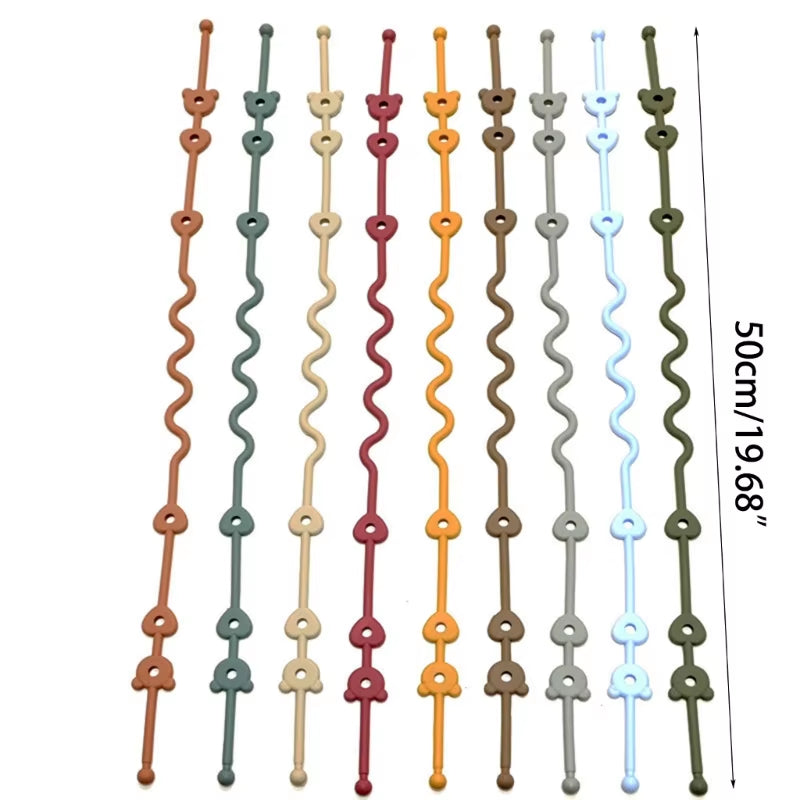 Baby Pacifier Chain with Silicone Holder Silicone Pacifier Clip Safety Straps Stroller & Highchair Accessories Durable X90C